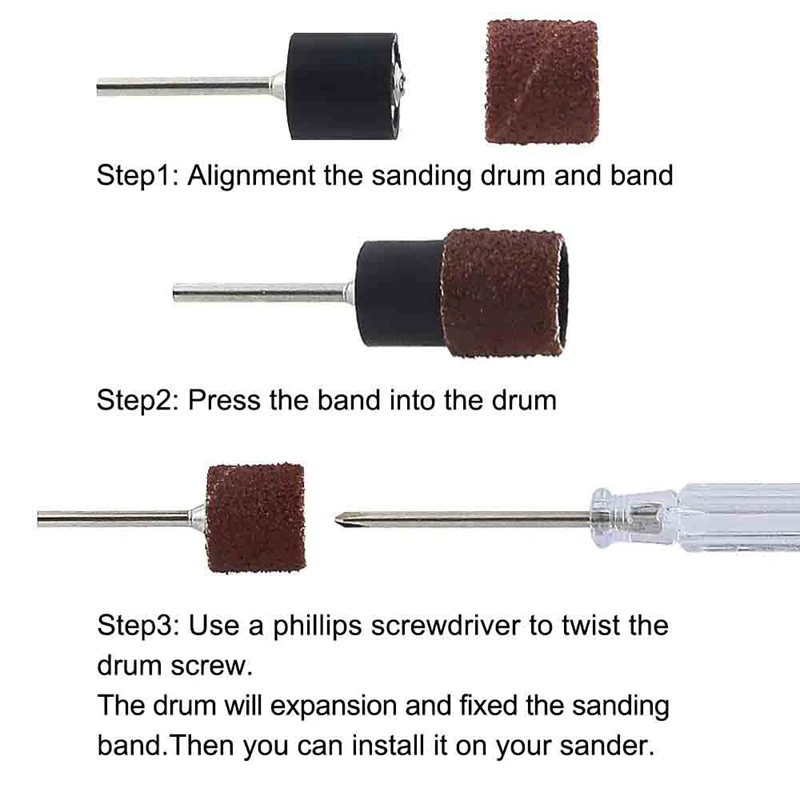 BHTS-238 Sand Drum Sanding Kits with 270 Pieces Sanding Band Sleeves and 12 Drum Mandrels for Dremel Rotary Tools