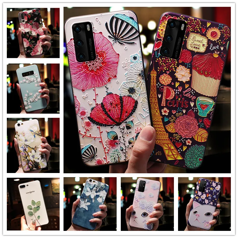 For Motorola Moto G10 G60 Case 3D Flower Emboss Silicone Phone Cover E20 G30 G100 G50 G60s Cases Soft Relief | Мобильные телефоны и