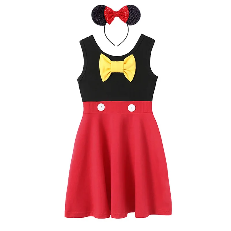 Платье в горошек с принтом Микки Мауса для маленьких девочек; маскарадное бальное платье с Минни Маус для малышей; праздничный костюм для дня рождения; Рождественский подарок для маленьких девочек - Цвет: Mickey Dress