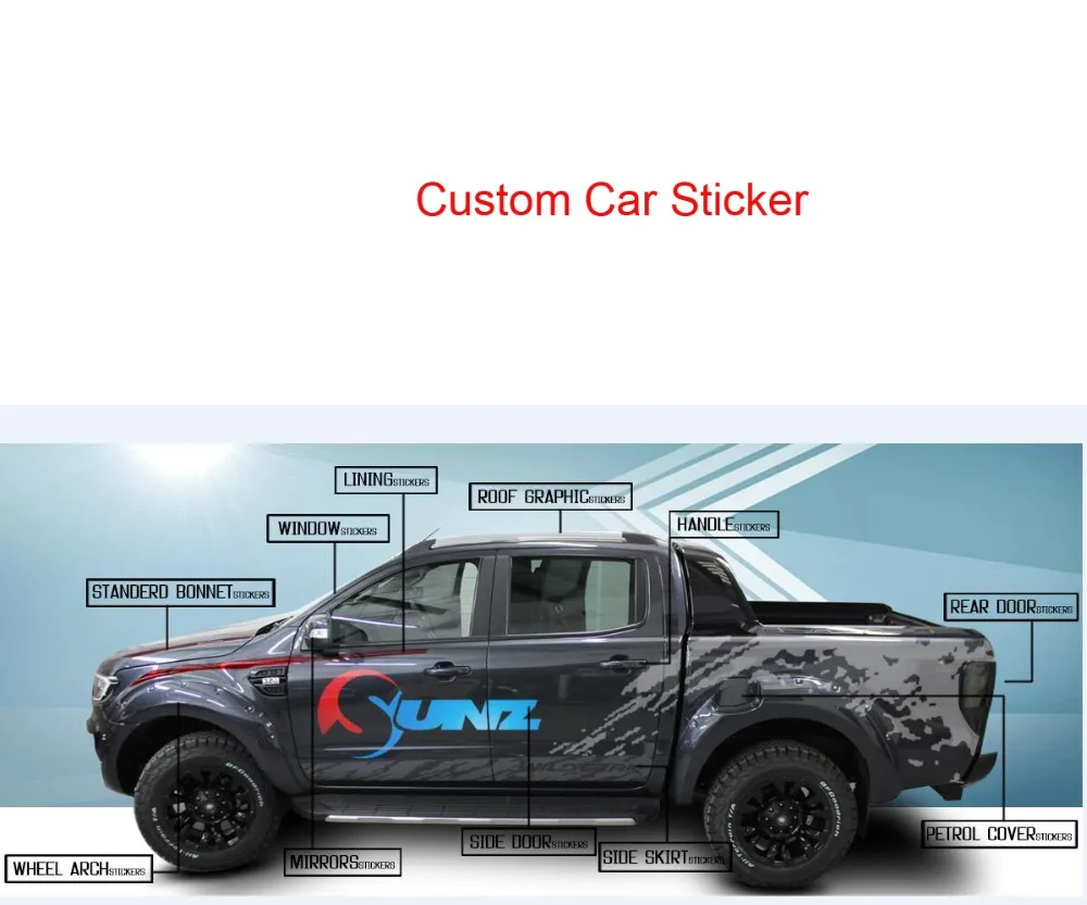 Автомобильные аксессуары, грязевая графическая наклейка с ranger body, задний хвост, сбоку, графическая виниловая Автомобильная наклейка для Ford ranger