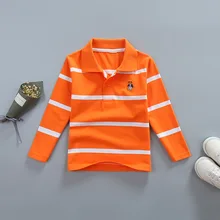 Г. Новая стильная весенняя одежда полосатая футболка с длинными рукавами из чистого хлопка для мальчиков детская куртка-поло с воротником-стойка