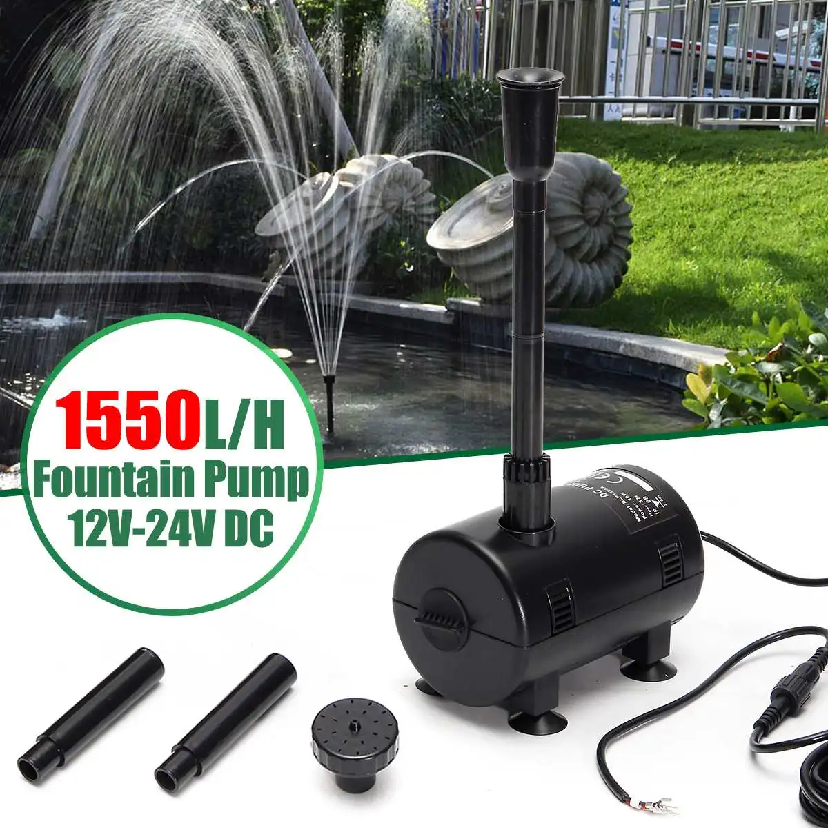 

12V-24V Mini Solar Powered Submersible Fountain Pump Watering Garden Supplies Pond Fish Tank Submersible Water Pump 1600L/H New