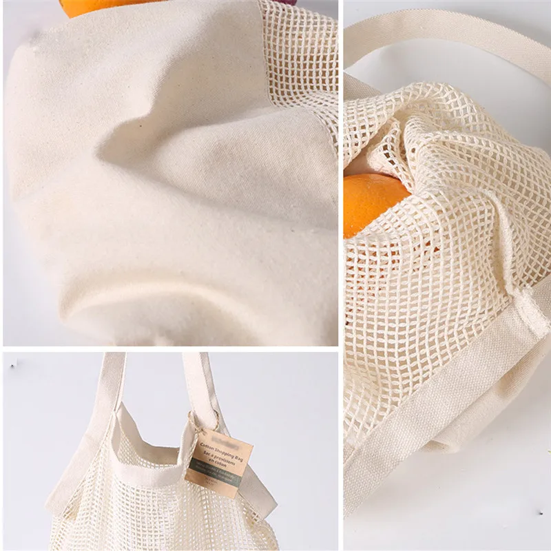 Сетчатые сетчатые хозяйственные сумки, хлопковая вместительная Экологичная струнная складные многоразовые продуктовые шопперы, сетчатые