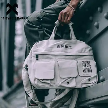 

11 BYBB'S DARK Unisex Vintage Multi Pockets Hip Hop Canvas Shoulder Messenger Bag 2020 Streetwear Women Men Chest Crossbody Bag