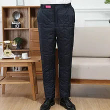 Мужские брюки, зимние походные брюки, утиный пух, средняя талия, одноцветные, повседневные, теплые, мужские, сверхлегкие, уличные, ветрозащитные, плотные брюки