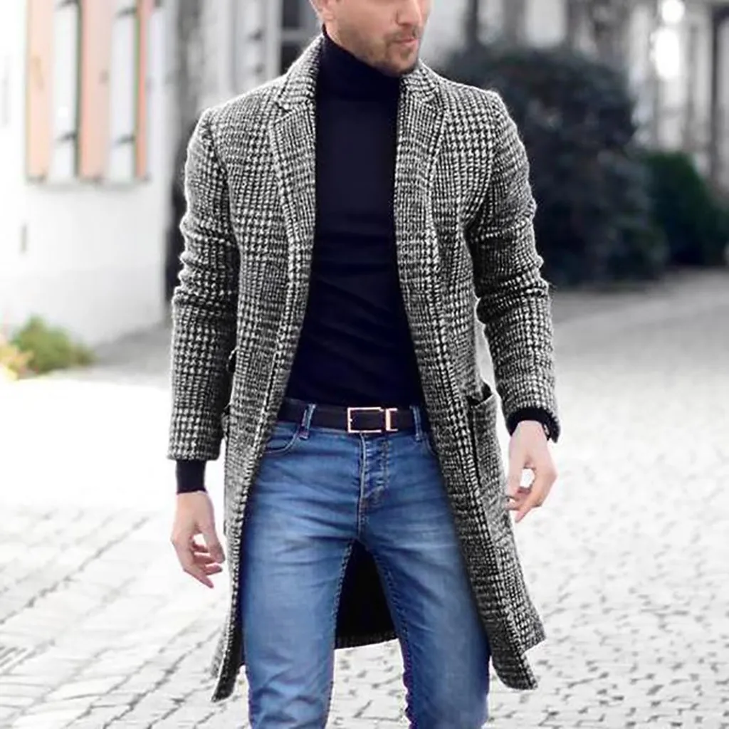 Мужская зимняя куртка, высококачественное мужское пальто, шерстяное пальто, куртка средней длины, теплая Повседневная куртка M/XXXL