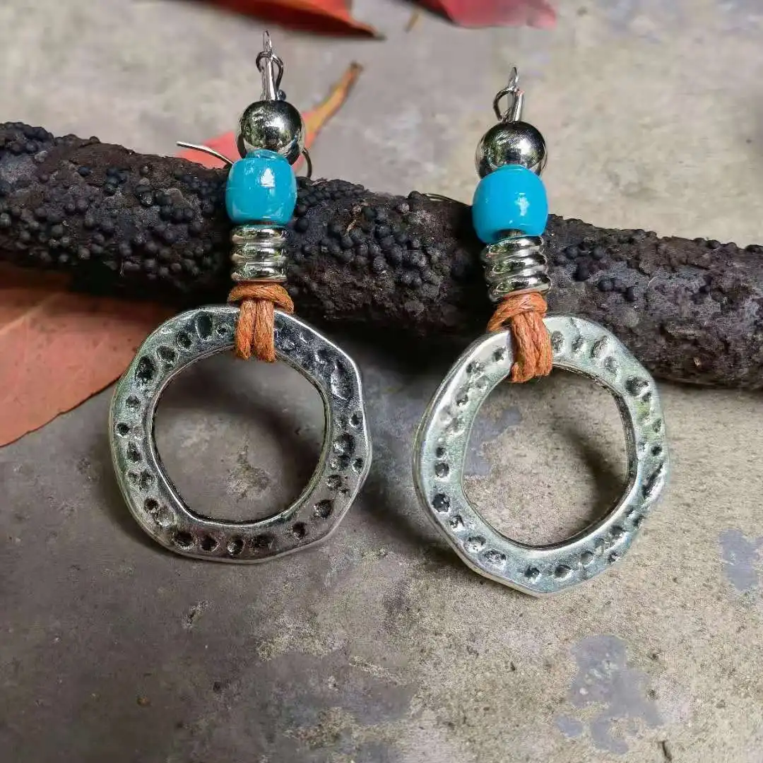 Leather Earrings big Spiral Shell earrings Bohemia Earring leather earrings