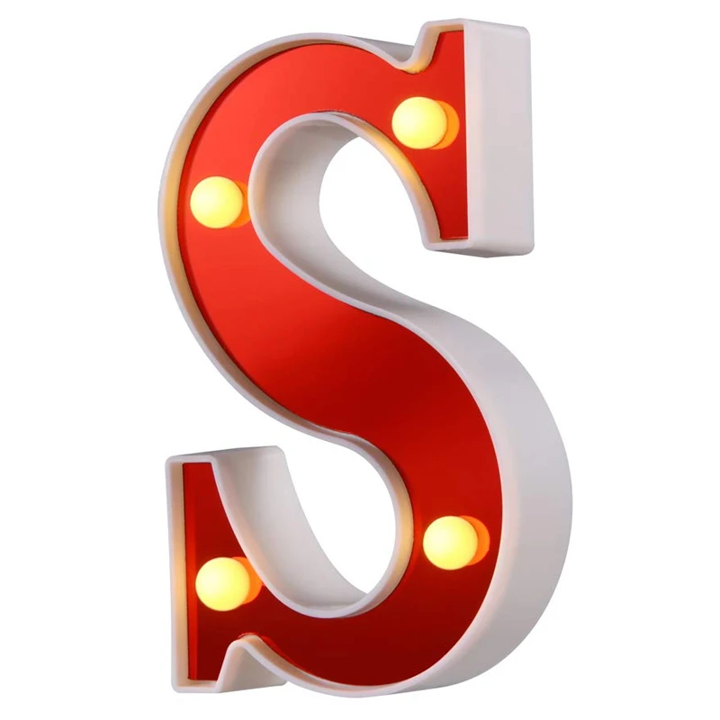  Red Plastic Letter LED Night Light Marquee Sign Alphabet Lights Lamp Home Club Outdoor Indoor Party - 4000134189149