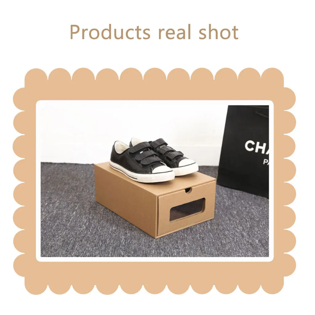 Shoe Rack Thickened Kraft Cardboard Box Transparent Drawer Shoebox Receptacle Shoes Organizers zapatero organizador de zapatos