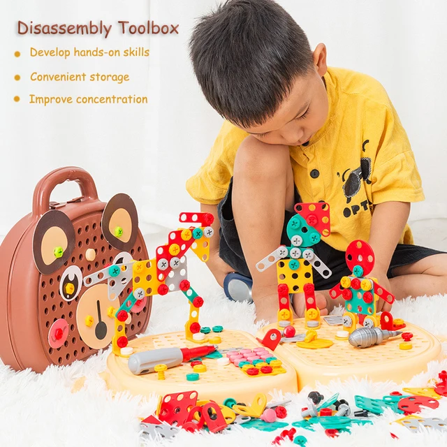 DIY Drill Screw Nut Disassembly Toys 3D Creative Mosaic Puzzles Assembled Blocks Toolbox Sets Educational Toys For Children Gift 2