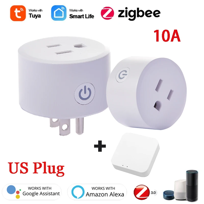 Tuya Smart Zigbee Plug 10A US Outlet 2000W Power Meter Compatiable With