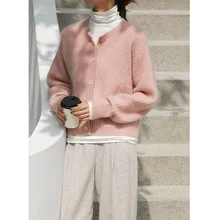 ^#Cheap O-Neck Single Breasted Women's Knitted Cardigans Pink 33%wool+33% Mohair Warm Solid Casual Womens New Arrival Sweaters ^#Cheap O-Neck Single Breasted Women's Knitted Cardigans Pink 33%wool+33% Mohair Warm Solid Casual Womens New Arrival Sweaters