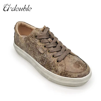 

U-DOUBLE Brand 2021 Women Flats Shoes Genuine Casual Shoes Woman Sneakers Fashion Round Toe Stay Home Daily Footwear Size 36-41