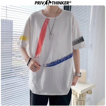 

Privathinker 2020 Men Summer Cotton Printed Tshirts Men's Collage Short Sleeve Tee Loose T-Shirt Male Streetwear Korean Tshirt