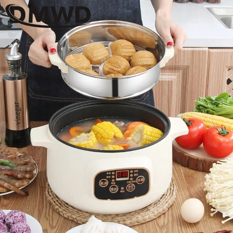 DMWD 3L 110V 220V Non-stick rice cooker Multifunctional hotpot steamer insulation fast heating electric multiccoker 2 layer rice cooker electric cooker electric cooking pot