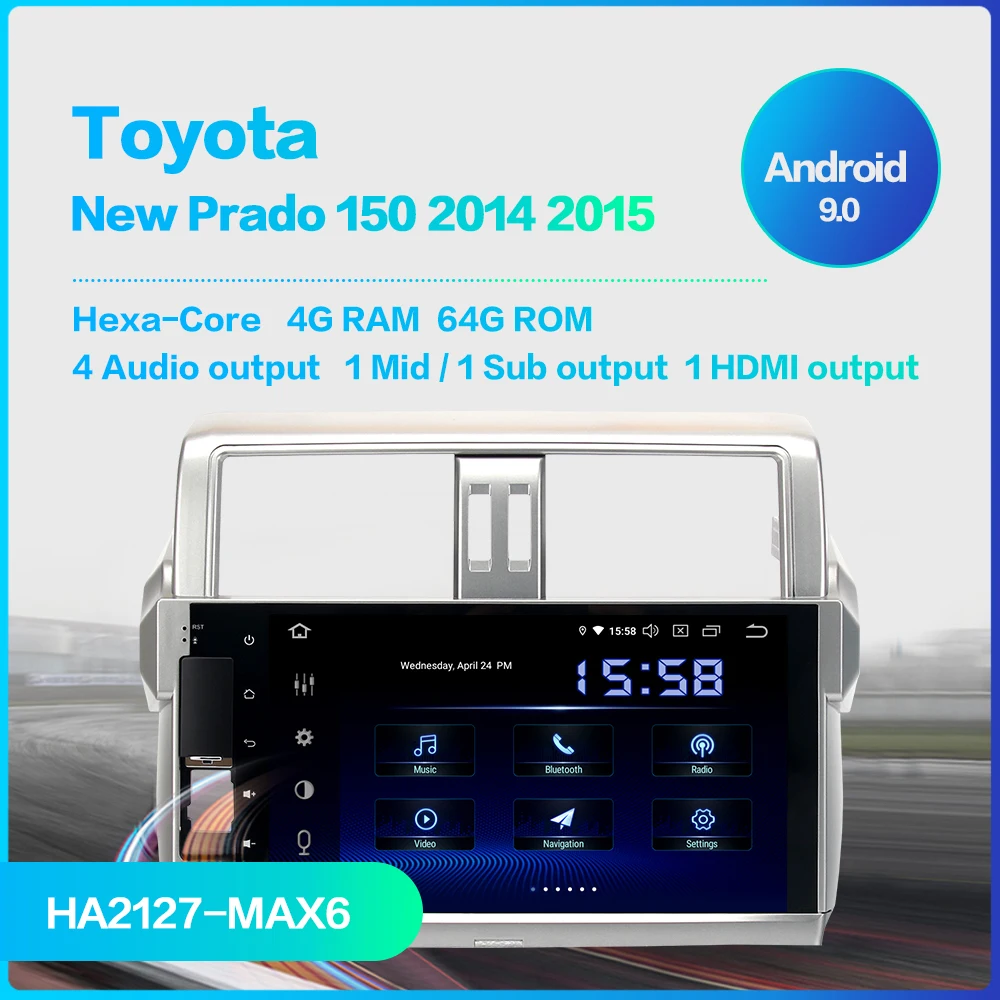 Perfect for Toyota Prado 2014 2015 10.2" IPS Screen Vehicle 2 Din Android 9.0 Car Radio GPS Navigation System Multimedia Player PC Audio 1