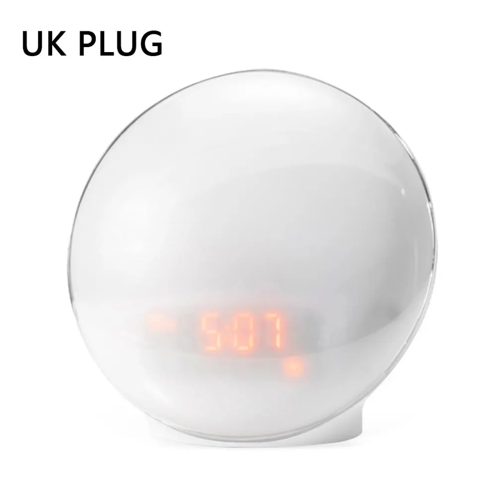 UK Plug Многофункциональный светодиодный электронный будильник, имитация восхода и закат, природа, пробуждение, музыка сна, Красочный ночник - Цвет: UK Plug