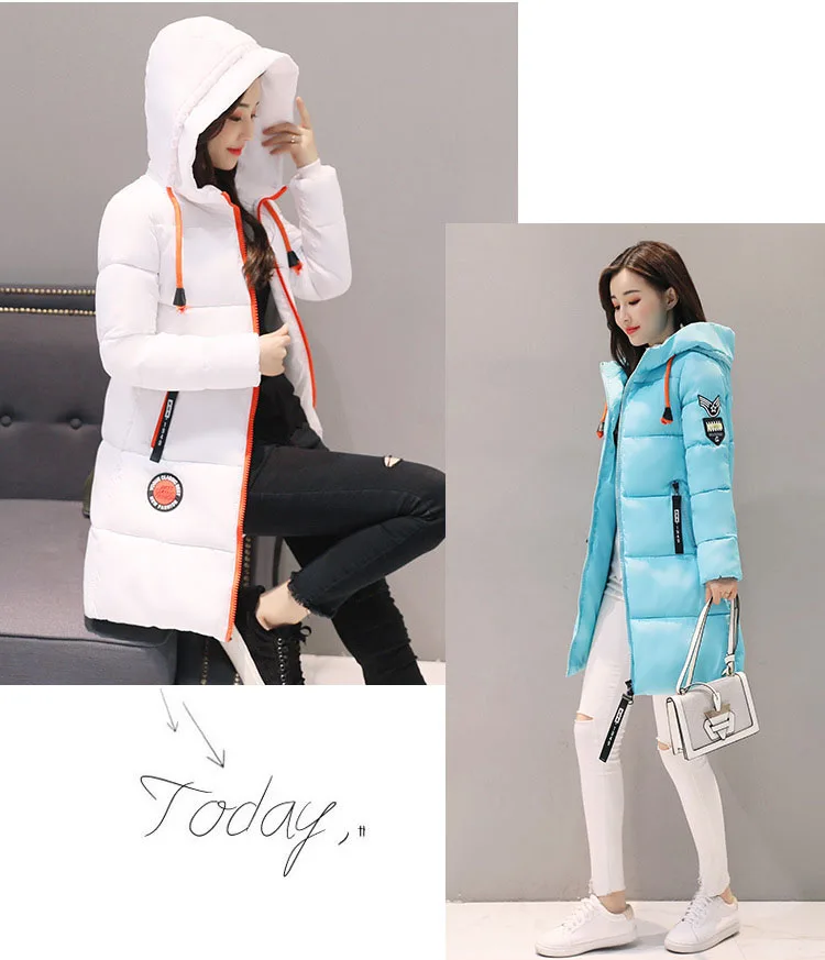 Женская зимняя куртка зауженная хлопковая куртка Женская парка Длинная тонкая куртка женская зимняя куртка Толстая зимняя куртка