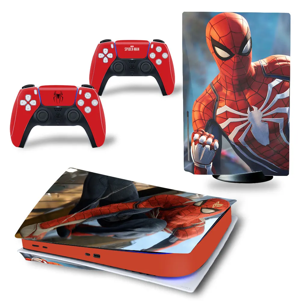 Marvel Iron Man PS5 Disk Skin Sticker Decal Cover for PlayStation 5 Console and 2 Controllers PS5 Disk Skin Sticker Vinyl 