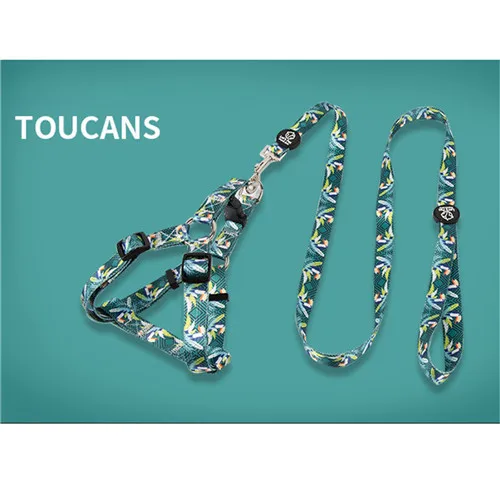 Toucans Регулируемый нейлоновый ремень для домашних животных, 120 см, ошейник для собак, нагрудный ремень для больших собак, с рисунком, антиутерянный ремень, аксессуары для домашних животных - Цвет: Toucans