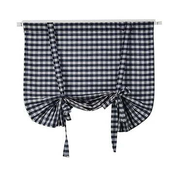 

Lychee Grid Printed Linen Roman Curtain Modern Door Curtain Window Room Divider Curtain Valance Home Decoration