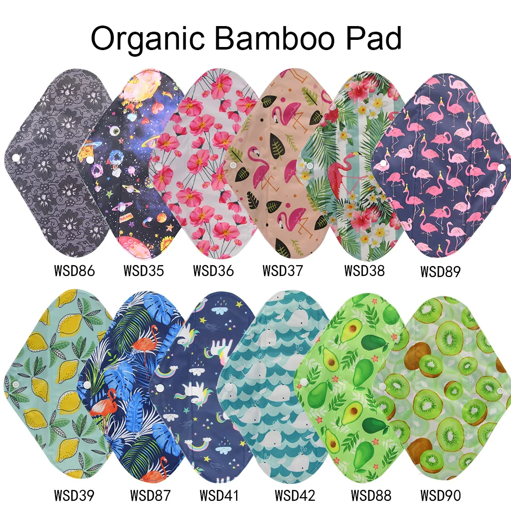 Sanitary Pads Bamboo Reusable Sanitary Pads Washable Absorbent Cloth Menstrual Pads 1pc Bonus Free Mini Wet Bag Women Menstrual Pads