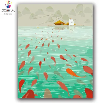 

diy paintings paints by numbers with acrylic kits animals fish pictures colorings by numbers with frame 40x50 for wall decor