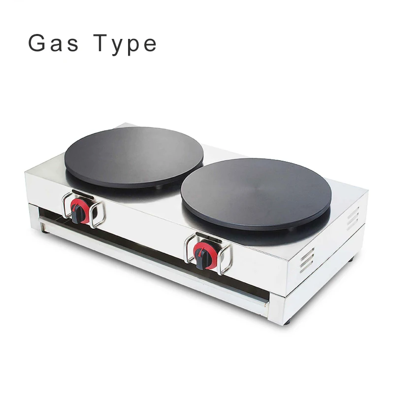 상업 가스 크레이프 메이커 더블 버너 220v/110v 전기 팬케이크 기계 가스 크레이프 메이커 기계 NP-586