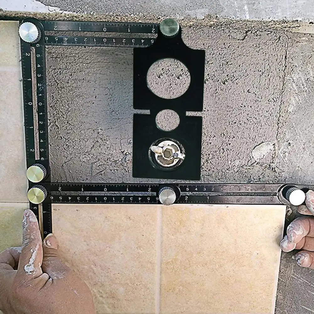 Locher Ortungsset Für Fliesen - Verstellbare Bohrführung Mit 4 Lochbohrern & Lineal