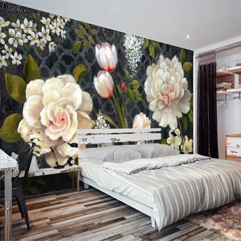 European-Style-Retro-Flowers-Mural-Wallpaper-3D-Tulips-Rose-Peony-Painting-Fresco-Living-Room-Bedroom-Dining (1)
