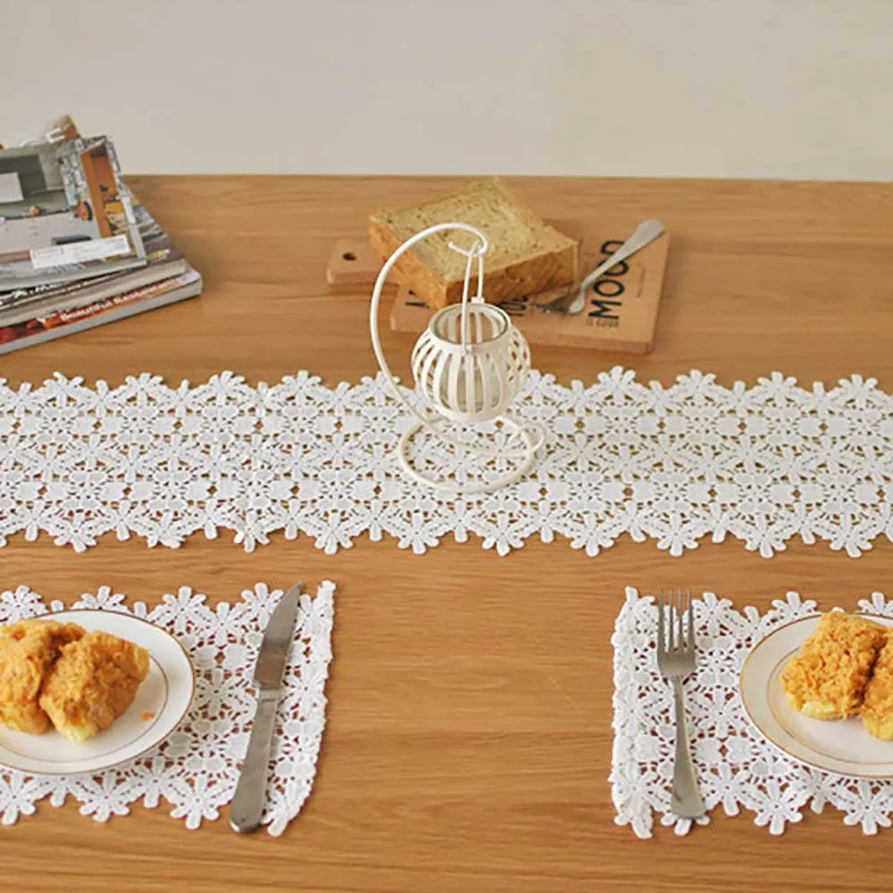 Lychee DIY белый кружевной настольный бегун простой хлопок, лен, настольные бегуны для дома, свадьбы, дня рождения, вечеринки на открытом воздухе