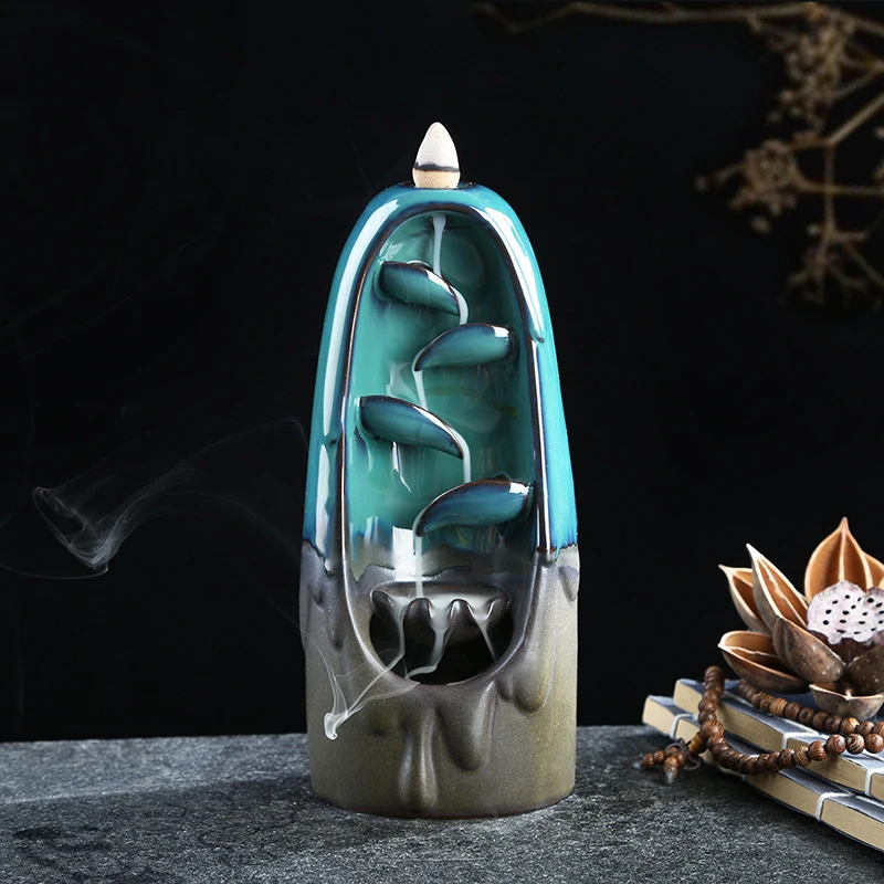

Retro Backflow Incense Burner Ceramics High Mountain Water Aromatherapy Home Interior Viewing Ornaments Aromatic Furnace