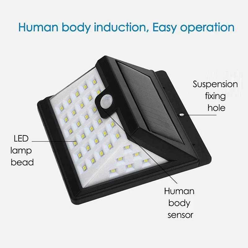 40 LED Solar Light Outdoor,3 Optional Modes with 120 degree Wide-Angle Detection 270 degree Lighting Angle, Waterproof Wireless