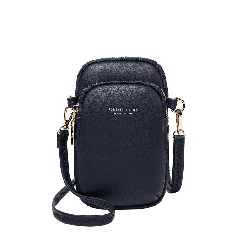 832 dark blue Новые модные женские кожаные сумки-мессенджеры для телефона, простая Большая вместительная сумка для денег, держатель для карт, кошелек на молнии, сумки через плечо - Цвет: 832 dark blue
