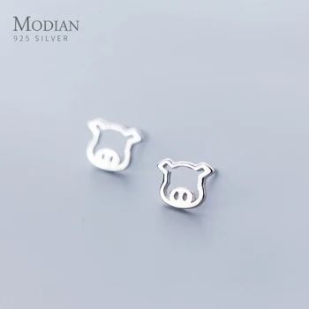 

Modian Tiny Ear Stud for Girl Real 925 Sterling Silver Anima Cute Small Pig Stud Earrings For Women Sterling Silver Fine Jewelry