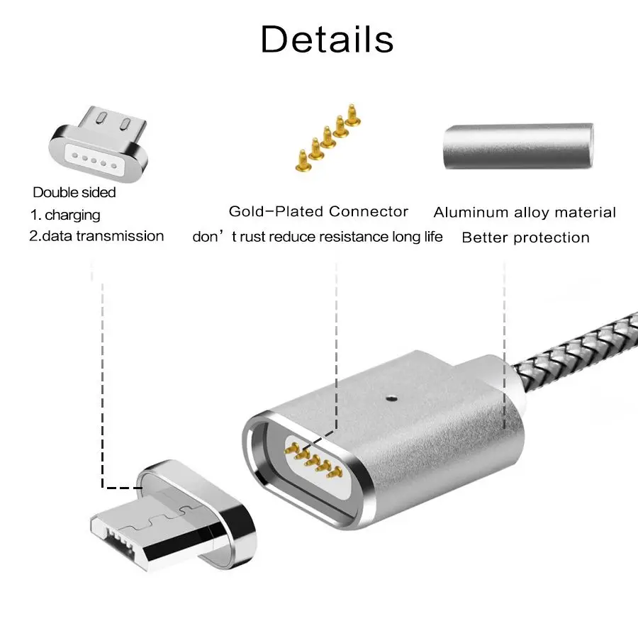 3/6/10ft Магнитный Micro Тип usb-C IOS Зарядное устройство передачи данных кабель для iPhone и Android для samsung Galaxy A3/A5/A7