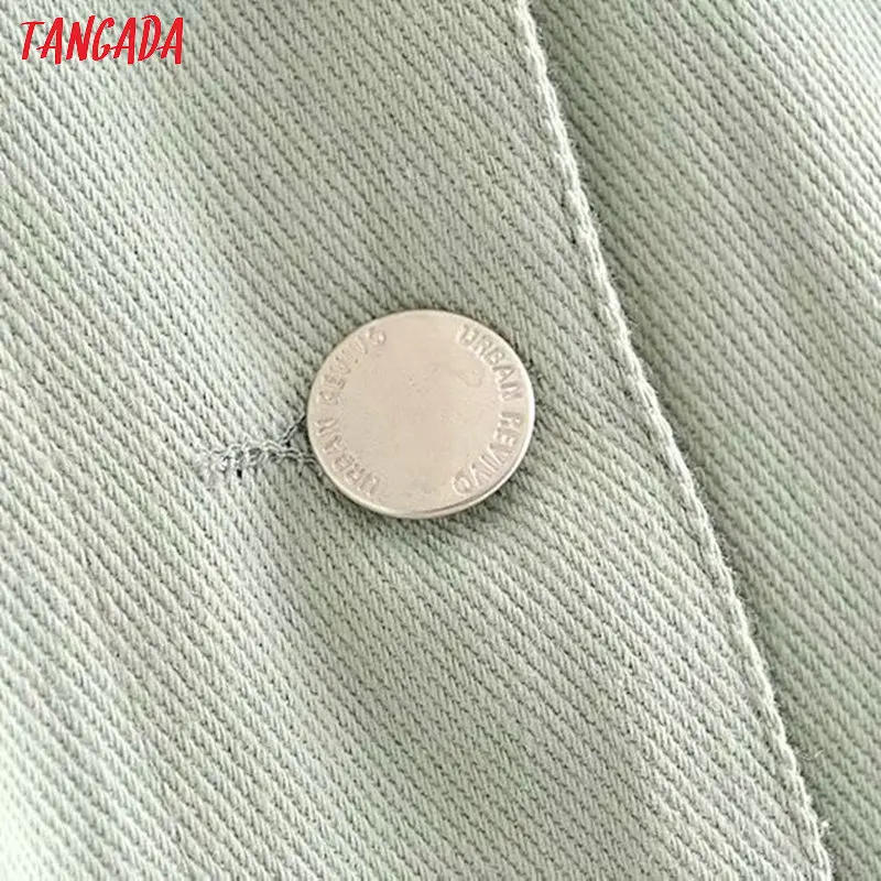 Tangada, Женская милая зеленая джинсовая куртка больших размеров, флисовая куртка с пуговицами и перьевым воротником, женское теплое пальто, повседневная куртка, 6P57