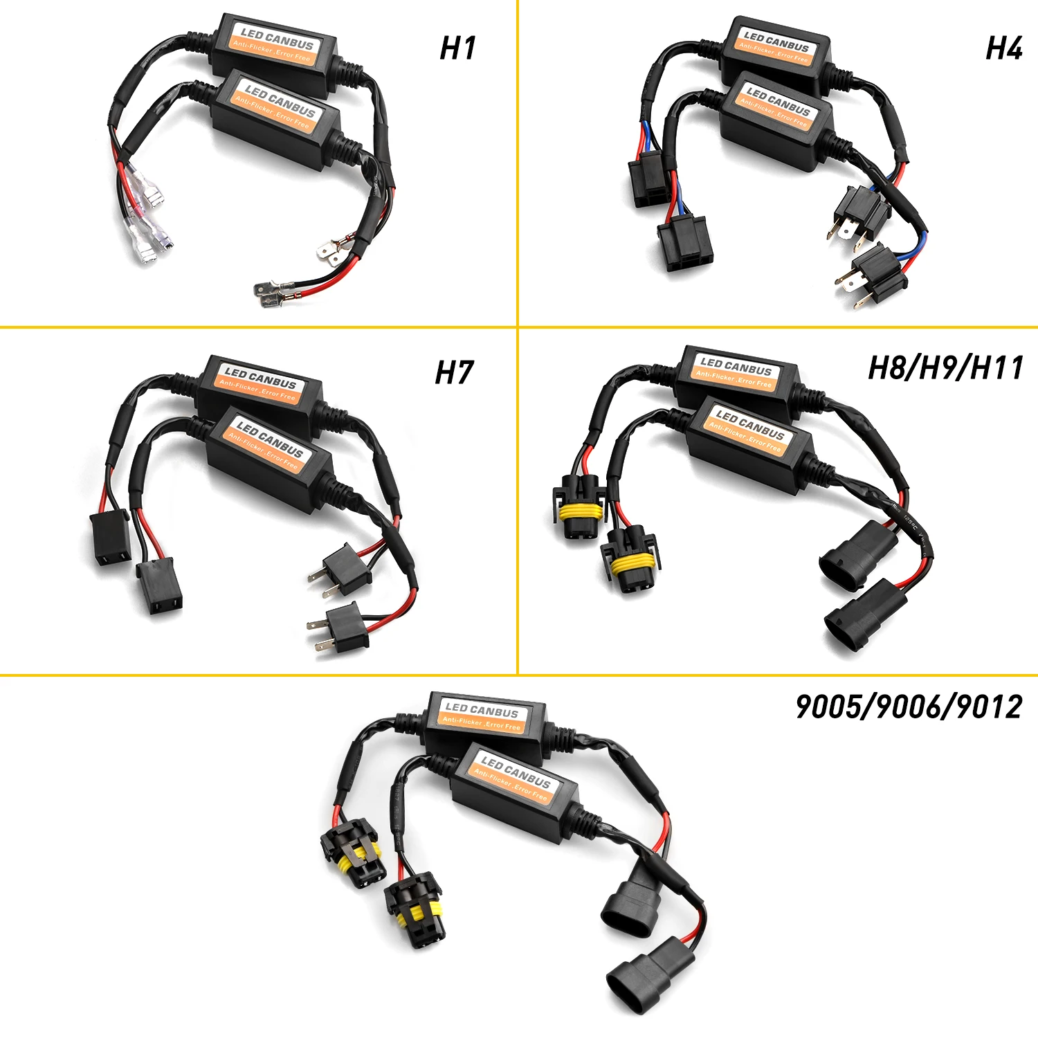 Lâmpadas dos Faróis Adaptador de Cablagem h1 9005 Hb3 9006 Hb4 9012 Carro Levou Acessórios Decodificador Canbus Resistor h7 h8 h9 H11 h4 2 Cheap Lâmpadas do farol do carro (LED)