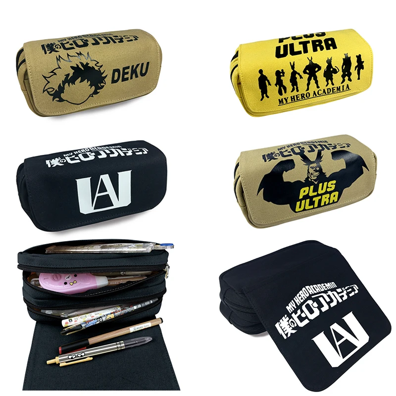 

My Hero Academia Pencil Case Cosplay Prop Canvas Zipper Large Capacity Stationery Bag Stationery Box Package