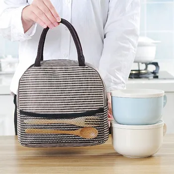 

Portable Lunch Bag Thermal Insulated Lunch Box Tote Cooler Handbag Bento Pouch Dinner Container School Food Storage Bags