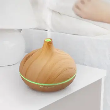 

400ML Air Humidifier Electric Humidifier Essential Oil Diffuser Ultrasonic Wood Grain USB Mist Maker Wood Grain With LED Lights