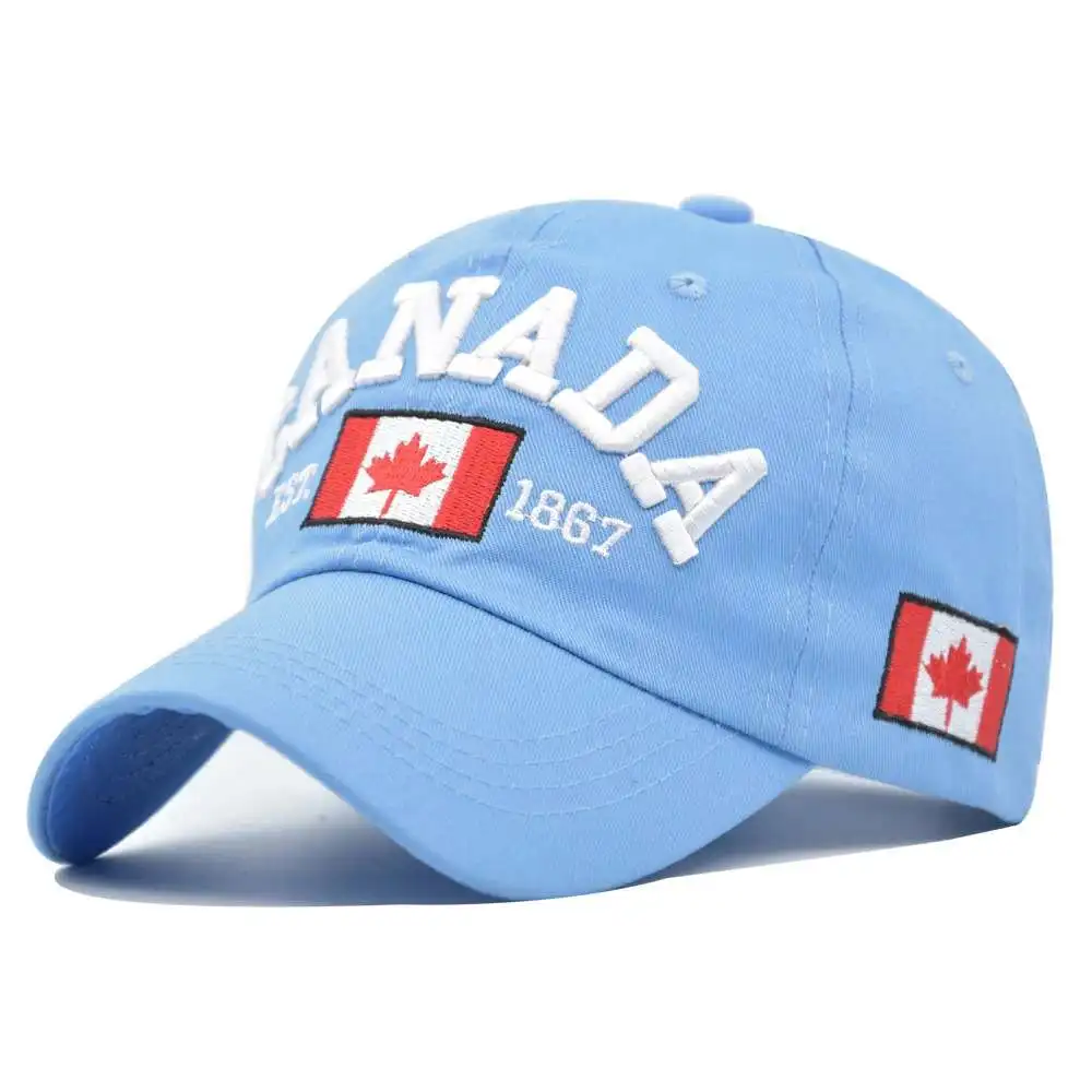 Men Baseball cap Canadian design Cotton Flag Embroidery Of Canada adjustable for men and women blue green Yellow brown | Аксессуары для