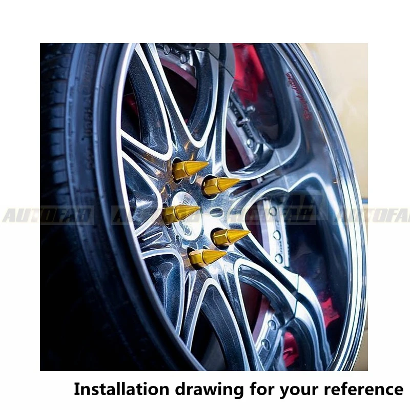 20Pcs M12X1.5 / M12X1.25 Aluminium 50MM Extended Tuner Wheels Rims Lug Nuts With Spikes Spear Tip Jdm