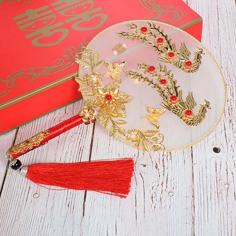 

Retro Bride Wedding Handheld Bouquet Fan Ancient Style Elegant Home Decoration