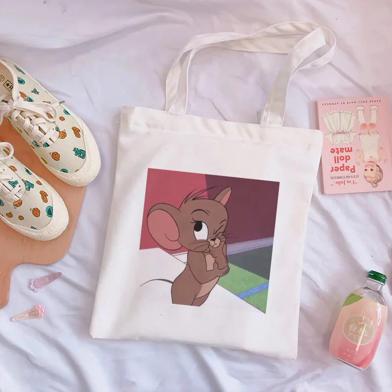 Холщовые сумки на плечо с милым рисунком мышки Джерри модная сумка-мессенджер в