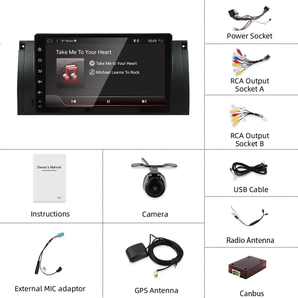 Автомагнитола Bosion 9 &quot1 DIN Android 10 для BMW E39 E53 X5 M5 автомагнитола стереоприемник