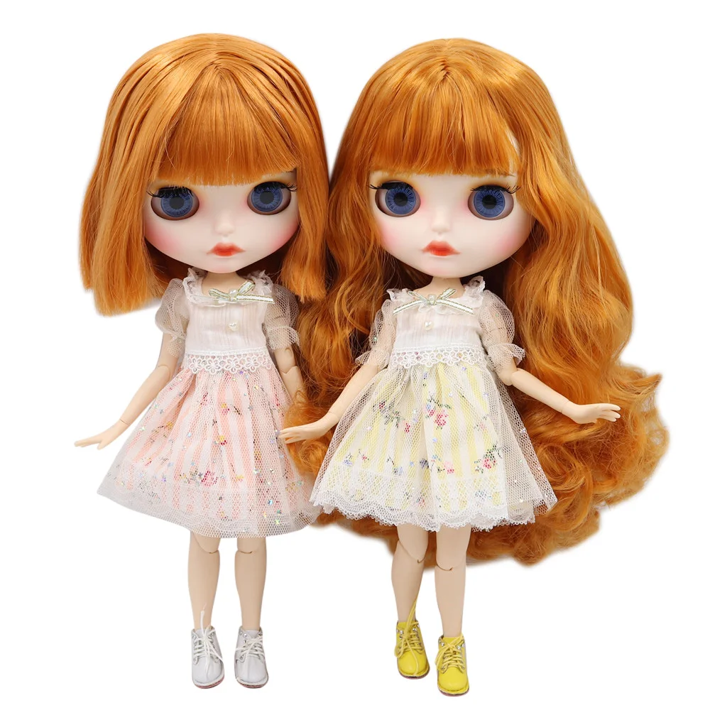 ICY DBS Blyth 1/6 bjd dolls BL0145 orange hair with white skin nude joint body customized matte face