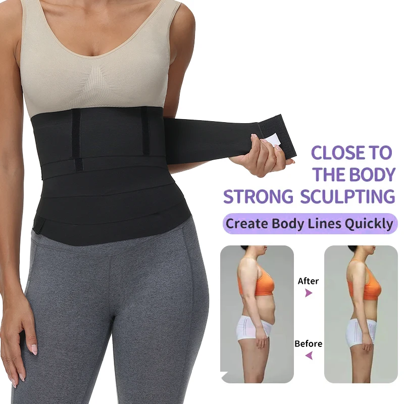 No Waist Allowed Body Wrap With Loop Waist Trainer Snatch Me Up Bandage Wrap Around Shapewear Plus Size Lumbar Support Bands tummy tucker for women