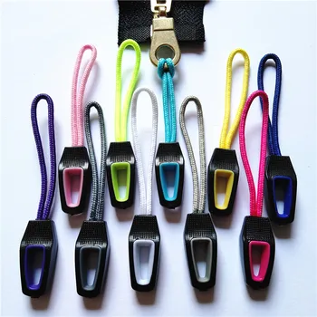 

20pcs double hole drawstring zipper backpack accessories with zipper handle DIY zipper head line rope with lasso head ~