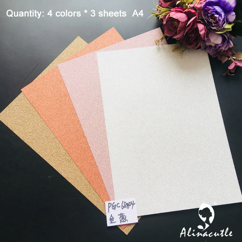 4 цвета х 3 лист Металл цветные оттенки блеск А4 250gsm бумага DIY Скрапбукинг бумажный пакет ремесло фон pad Alinacraft